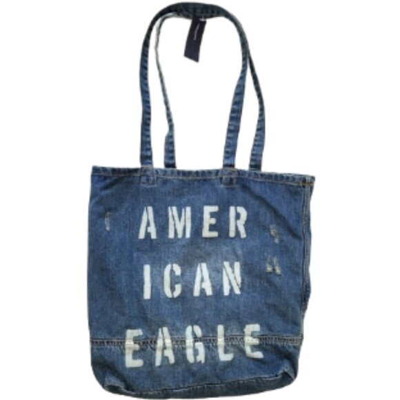 AMERICAN EAGLE Denim Blue Jean Tote Bag - New With Tags - Picture 1 of 6
